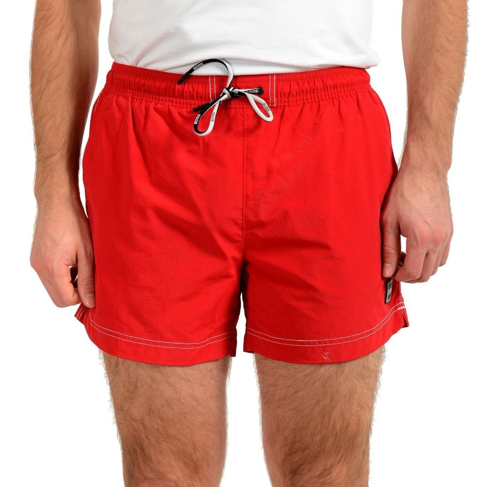 Hugo Boss Men's "Tuna" Red Swim Board Shorts